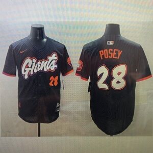 🥳Buster Posey Stitched Black Jersey😉